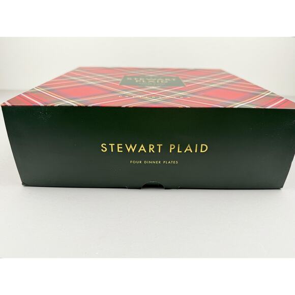 Pottery Barn Stewart Plaid Dinner Plates Set 4 Tartan Christmas Table Holiday - Picture 3 of 9